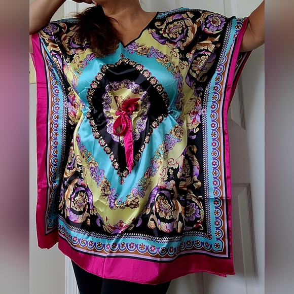 Christel Swedish Design Women's Luxe 100% Silk Tunic Dress One Size Paisley - Picture 4 of 16